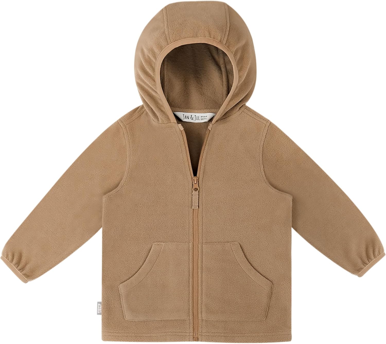 JAN & JUL Fleece Jacket with Stay-On Hood for Toddlers and Kids