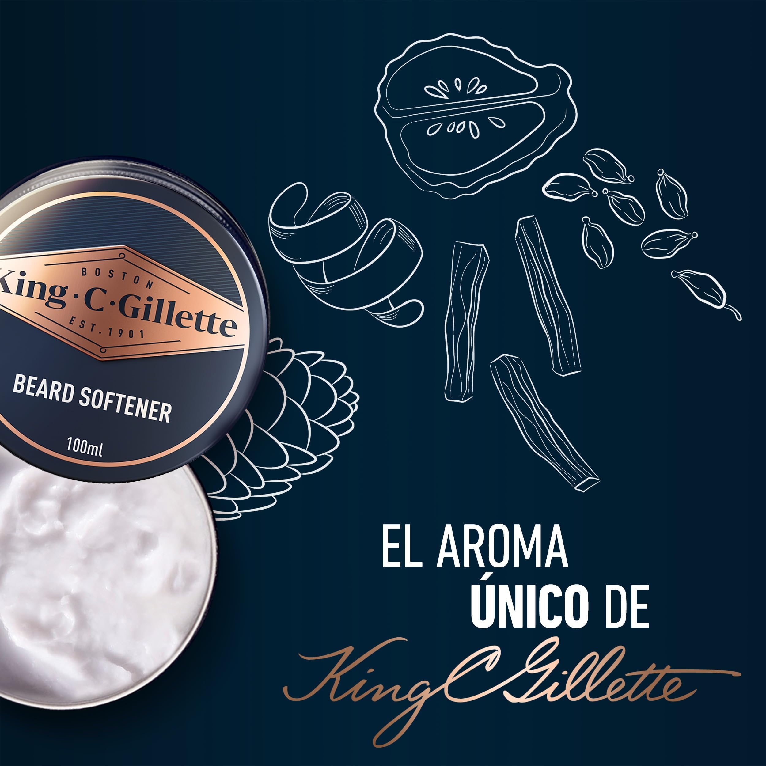 King C. Gillette Bálsamo Barba Hombre con Manteca de Cacao, Aceite de Argán y Manteca de Karité, Suavizante De Barba Ligero Acondicionador Profundo, 100 ml