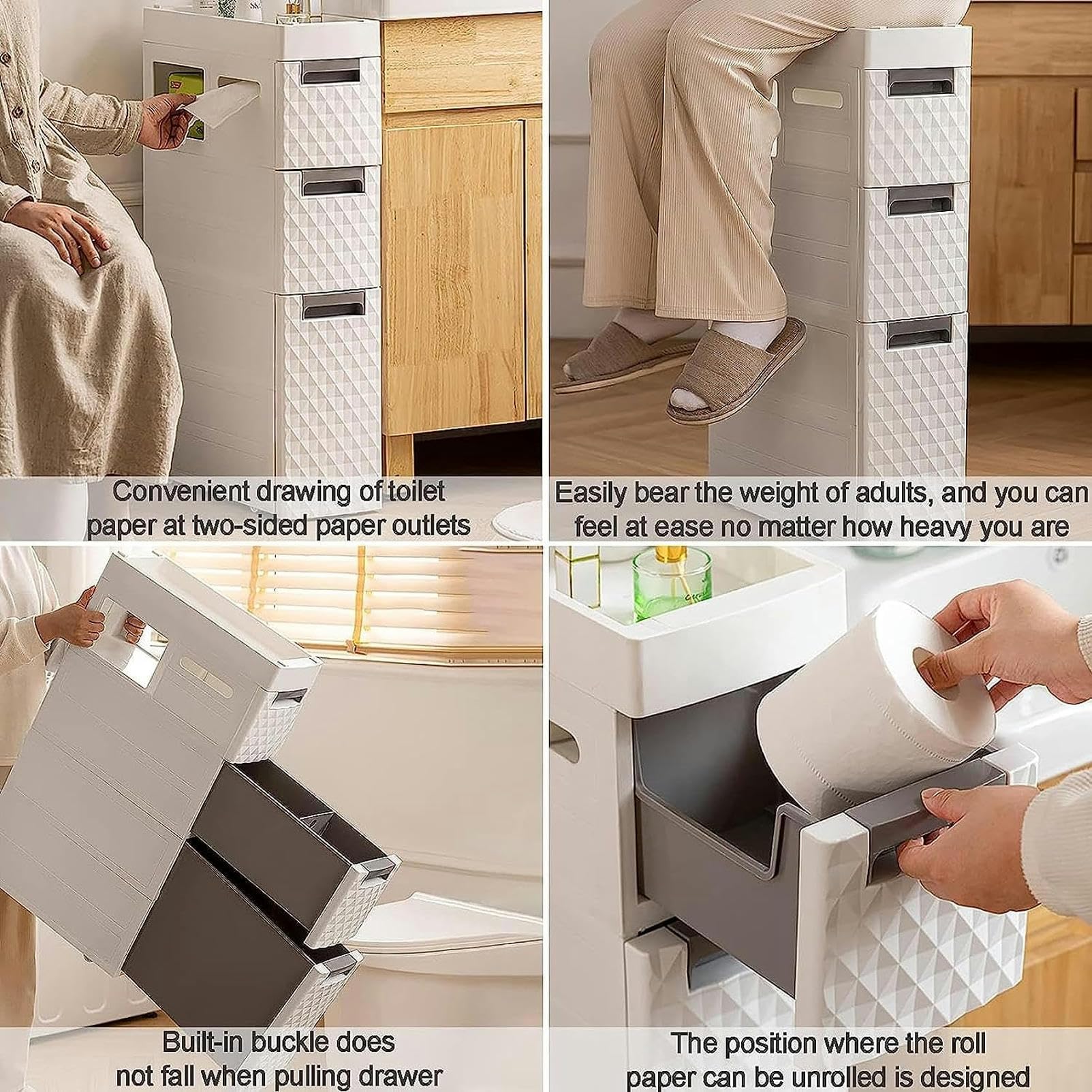 Cajones de almacenamiento apilables, gabinete de almacenamiento Alto de piso Blanco para baño, gabinete de esquina para espacios pequeños para El hogar, la cocina, la Sal