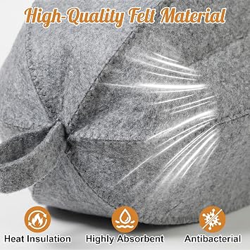 2 Pcs Felt Sauna Hat, Comfortable Sauna Hats Protect Your Hair from High Heat, Sauna Hat for Men and Women, Steam Cap for Steam Room, Bathroom, Grey
