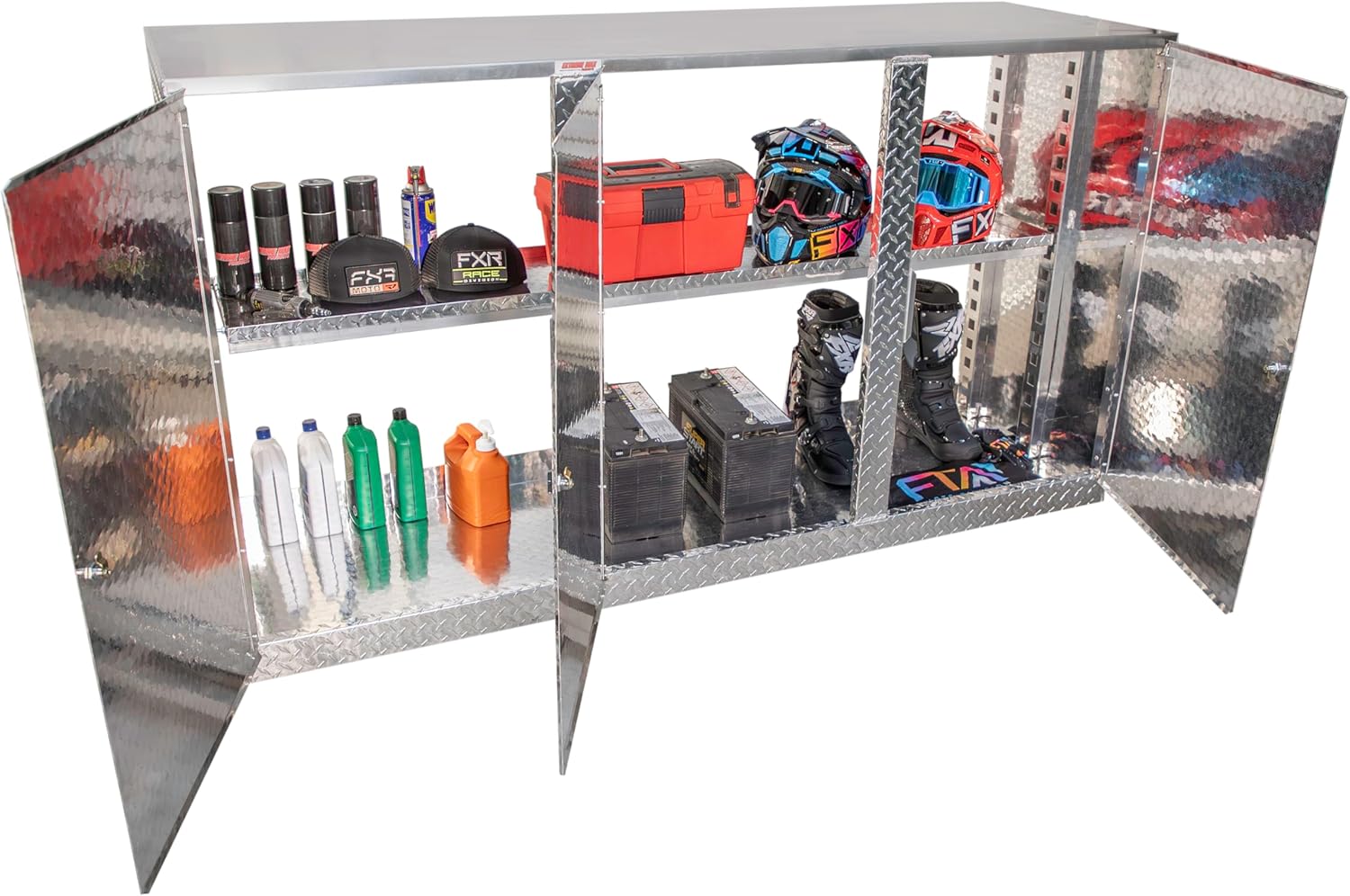 Extreme Max 5001.6418 Diamond Plated Aluminum Base Cabinet for Garage, Shop, Enclosed Trailer - 72", Silver