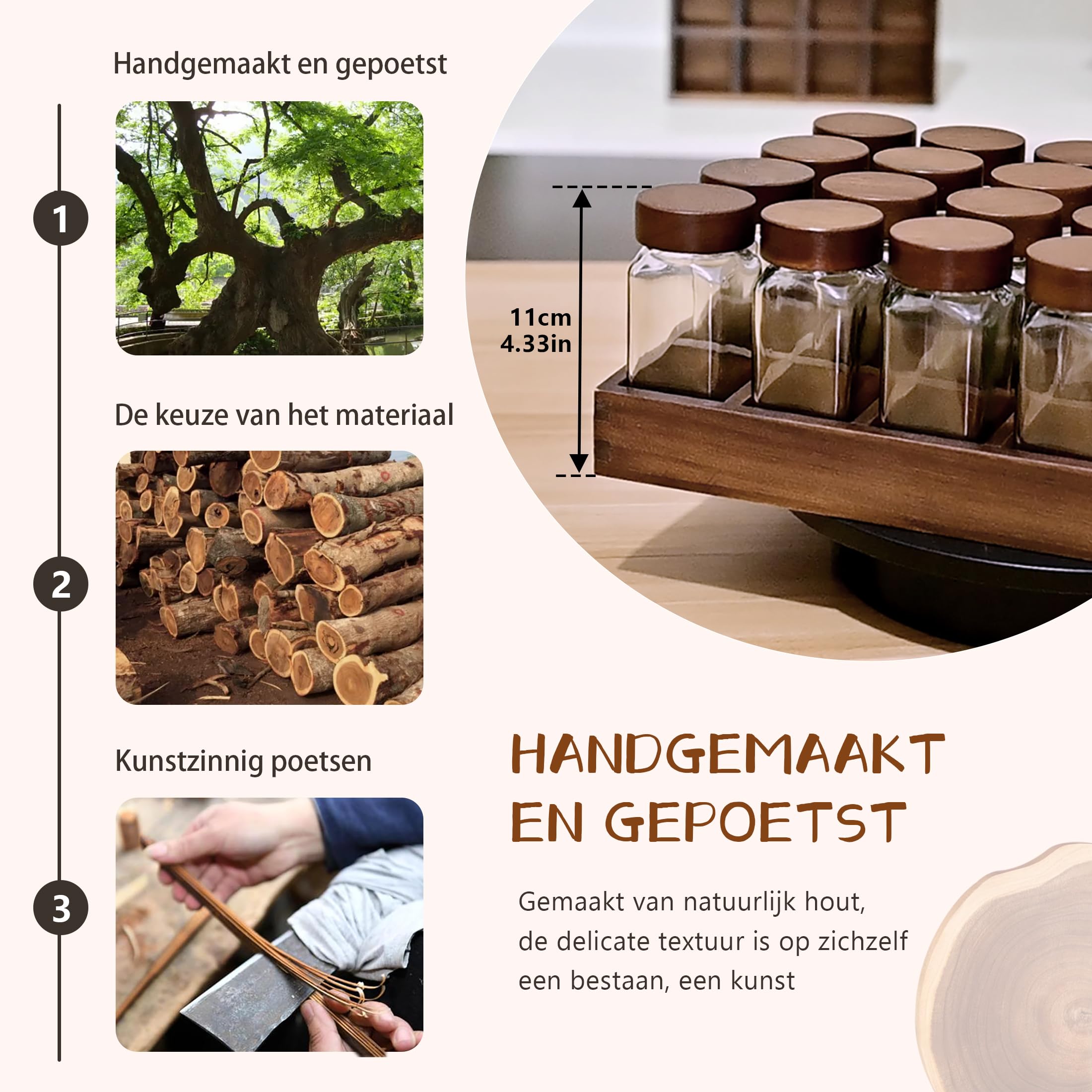 SAEIV Kruidenrek met 2-in-1 acaciakruidenrek van hout (FCM), 12 x 120 ml, rechthoekig, 120 etiketten, opstelbaar en geschikt voor laden, kruidenpotjes, houten deksel
