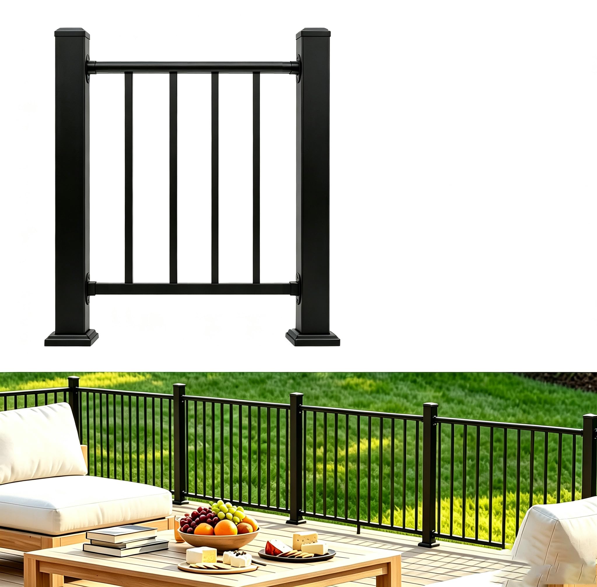 Atemou 2 Ft Deck Railing Kit for Deck Porch Patio Balcony