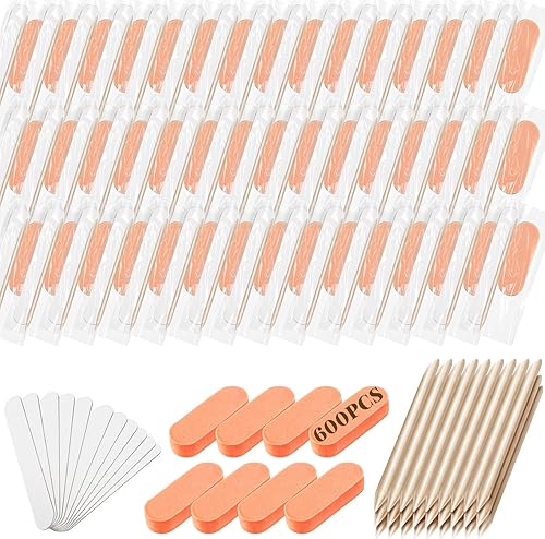 Loopeer Juego de 600 piezas de manicura desechable profesional, kit básico de 3 piezas, lima de uñas de grano 100180, mini búfer de grano 100180,