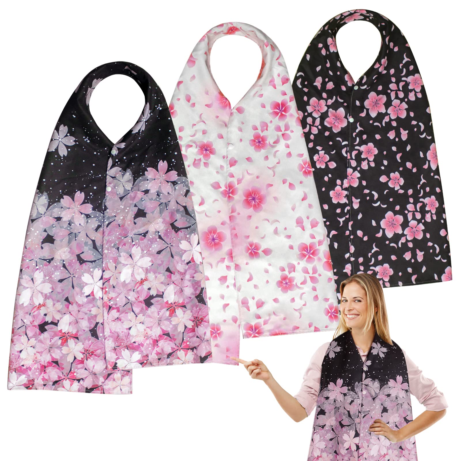 Adult Bib Scarf Washable and Reusable Adult Bibs for Women Elderly Food Eating Clothing Protectors, Stylish Alternative to Adult Bibs with Adjustable Snaps [3pack]