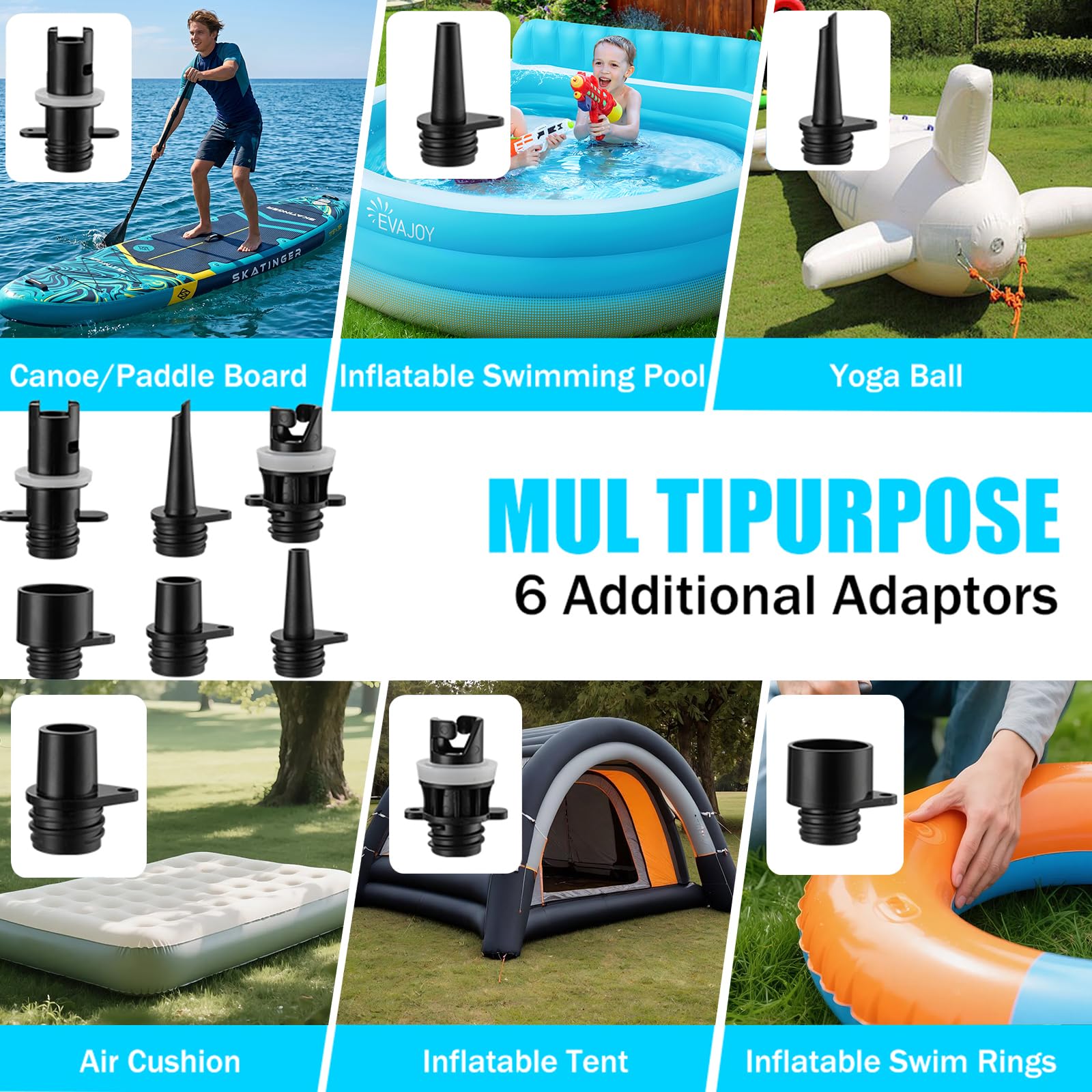20PSI Elektrische SUP Pumpe, 12000mAh Drahtlose Tragbar Hochdruck Luftpumpe, Intelligente Doppelstufen-Inflation & Entleerung, Auto-Off SUP Luftpumpe für Paddle-Boards, Surf-Kites, Zelte, Boot