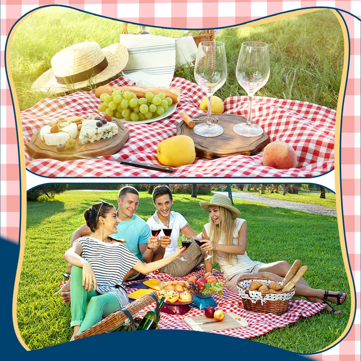 Coperta picnic impermeabile 200x200 cm Rossa con Maniglia per Campeggio Spiaggia Prato
