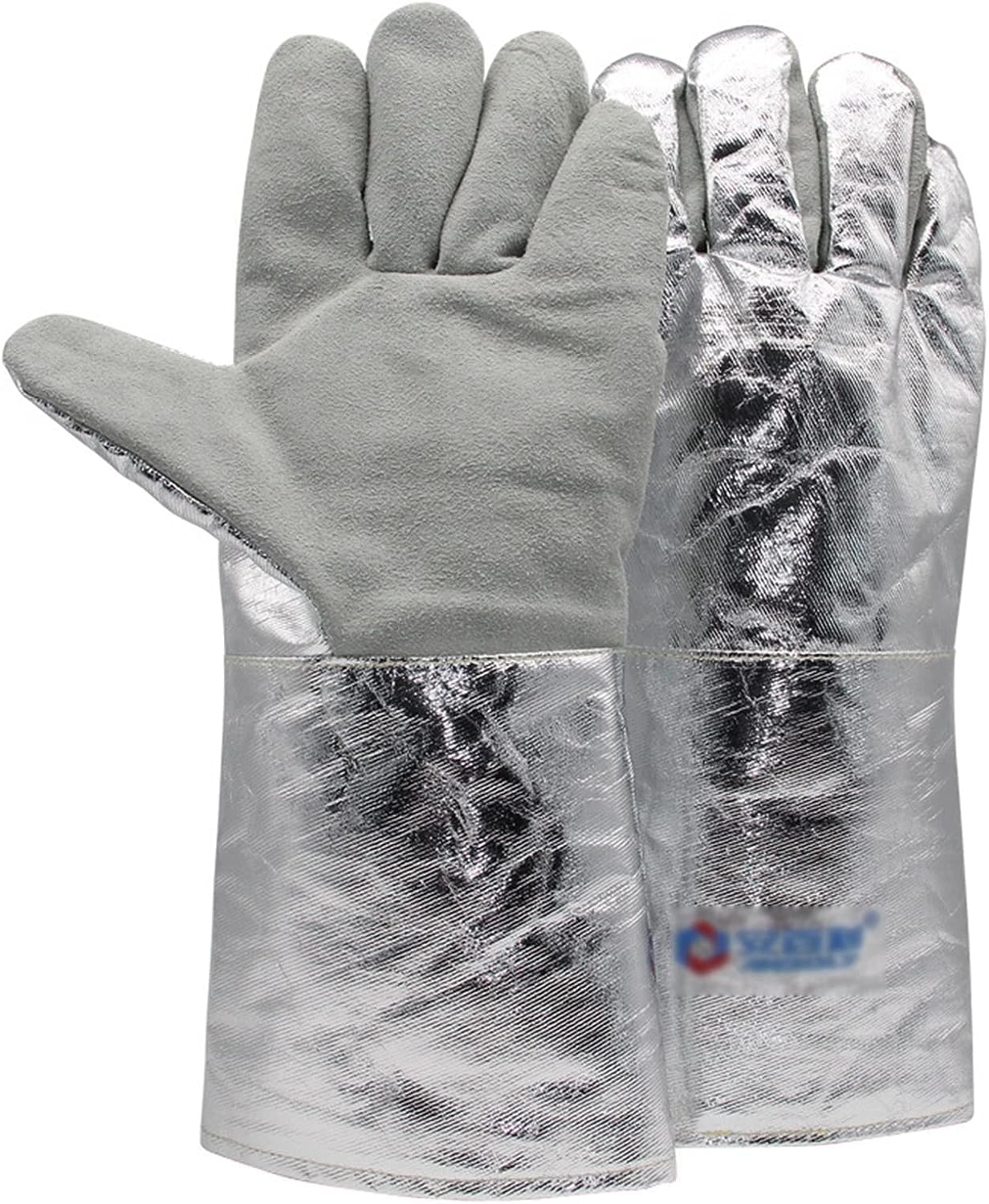 PiWine Gartenhandschuhe, schnittfeste Handschuhe, feuerfeste Handschuhe, 500 ℃ hochtemperaturbeständige Handschuhe aus Aluminiumfolie for Metallurgie, Herd, Grill
