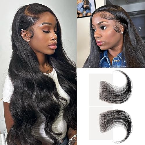 Langer Hair Pelucas de encaje de cabello humano ondulado liso negro con cierre de cabello natural suave.