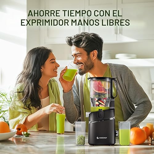 Miniatura 8 de AMZCHEF Exprimidoras de 5.8 pulgadas extra autoalimentadas para verduras y frutas enteras, máquina extractora de jugo con barrena grande y coladores