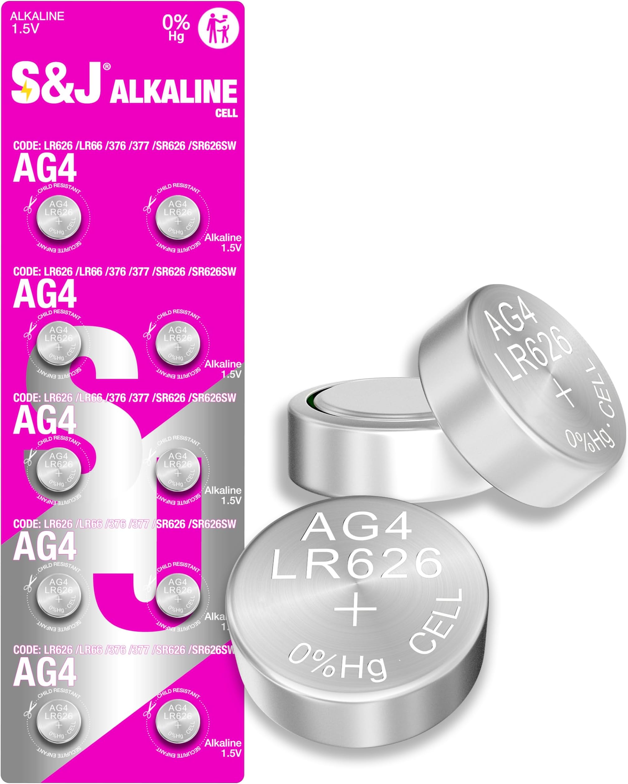 SJ 10 PCS AG4 SR626SW 377 1.5V Button Cell Watch Batteries Coin Cell Batteries Suitable For Keyfobs, Scales, Wearables And Other Devices