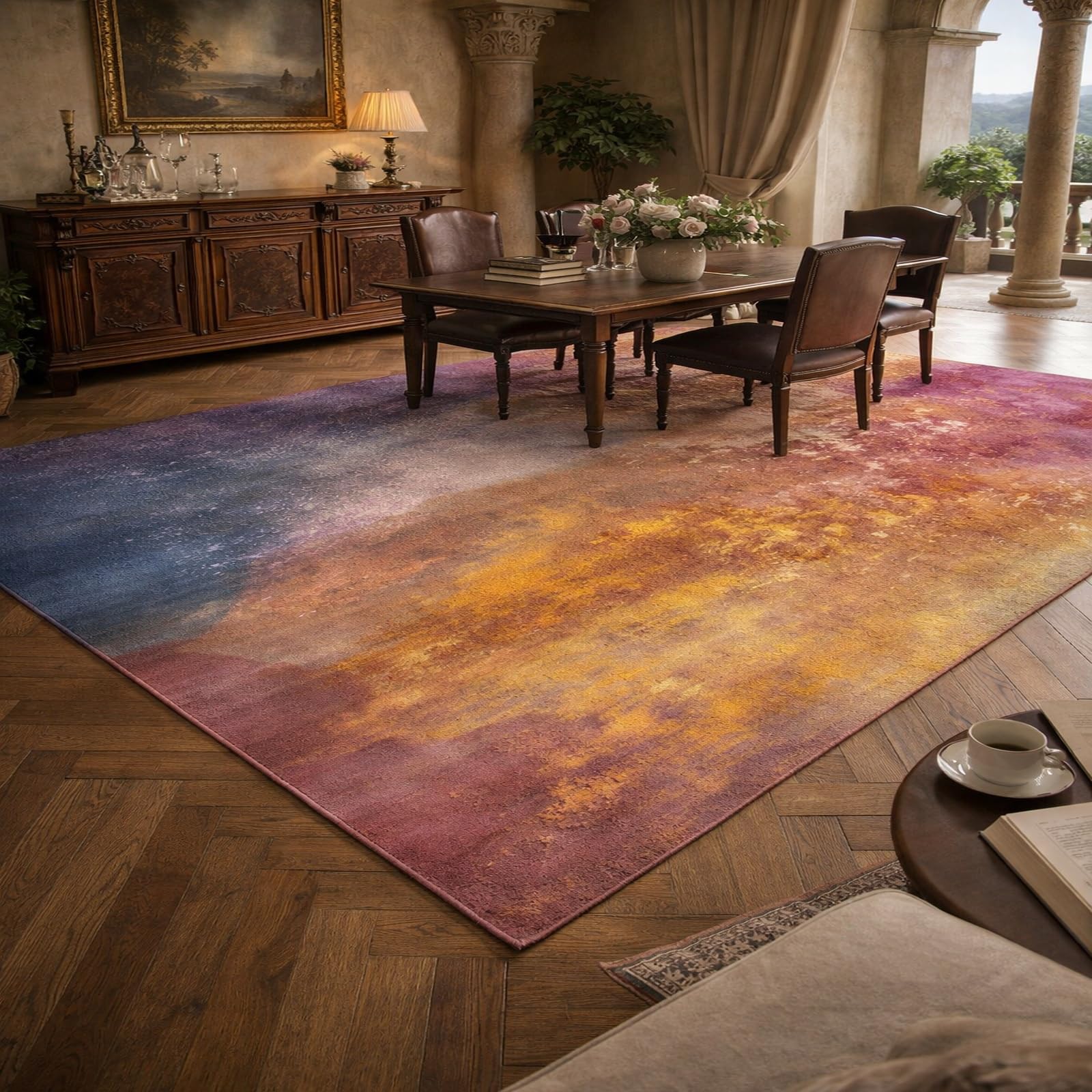 Tapis lavable et antidérapant 150x150 parfait sous la table de cuisine
