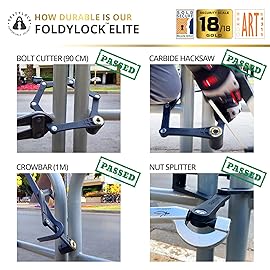 Seatylock FoldyLock Elite Folding Bike Lock - Patented 18/18 High Security Sold Secure Gold Bicycle Lock - Heavy Duty Anti Theft Secure Guard with Keys & Case Mount - 43.3