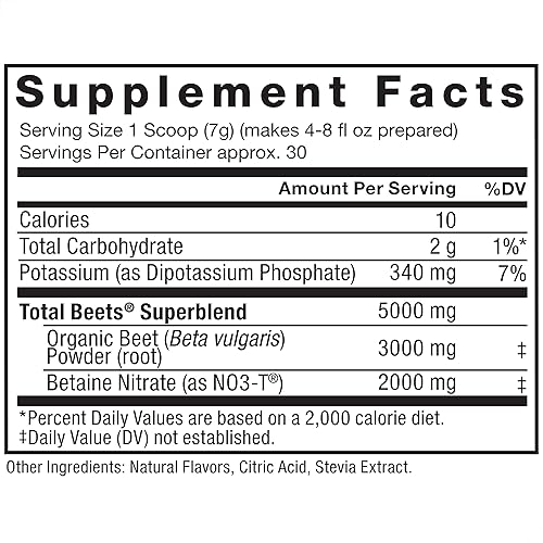 Vista 5 de Force Factor Total Beets - Mezcla de superalimentos en polvo con nitratos para apoyar la circulación, el flujo sanguíneo, óxido nítrico, energía