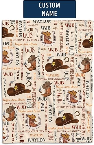 Miniatura 27 de Manta de bebé occidental, mantas de bebé personalizadas para niños, manta de vaquero para niños y niñas, manta de felpa personalizada con nombre
