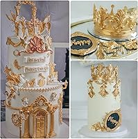 Vista 3 de Baroque Fondant Molds for Cake Decorating (3 pcs) Baroque Scroll Border Silicone Molds, Feather Chocolate Candy Molds for Cupcake Toppers, Sugar