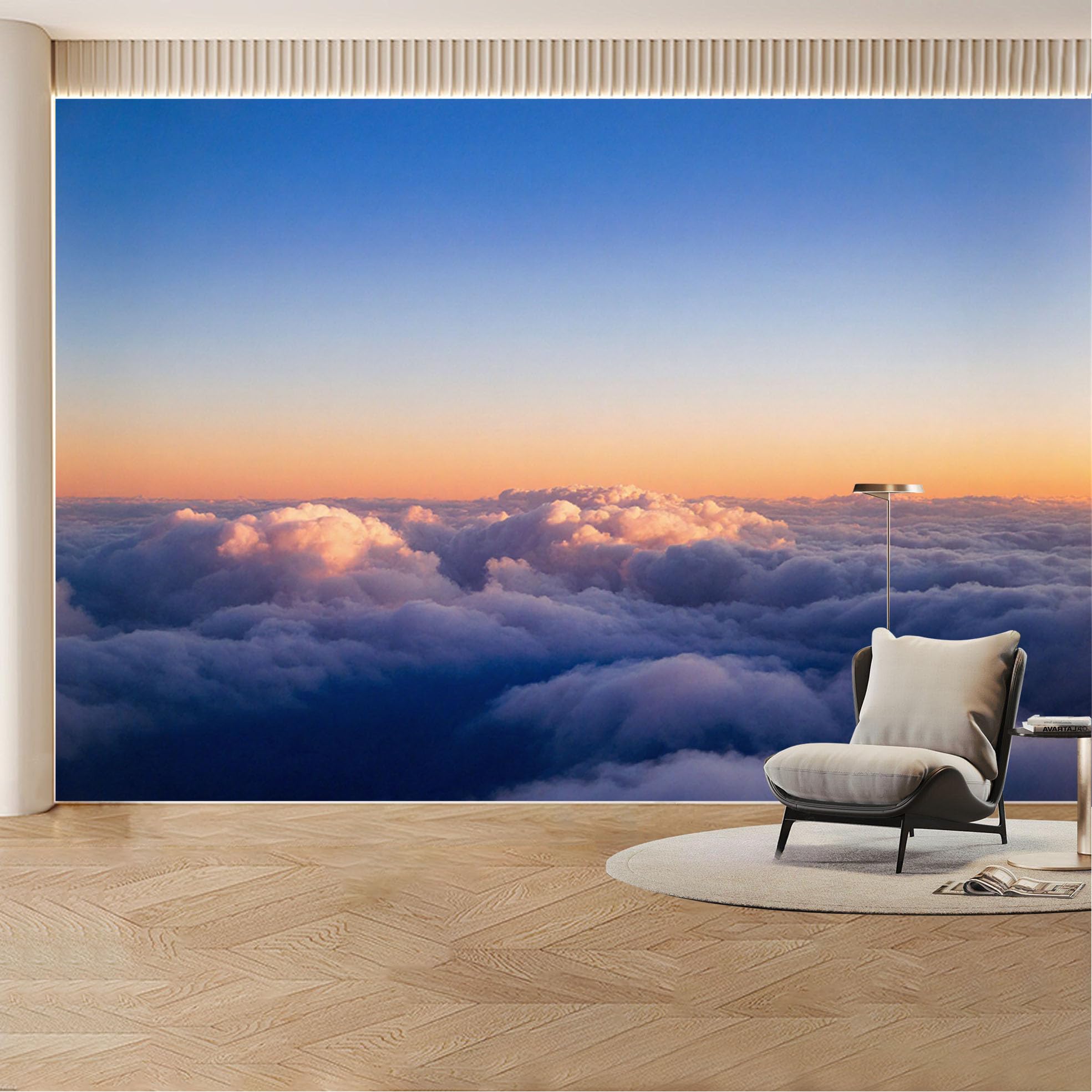 Custom Wall Mural Wallpaper Clouds Sky Landscape Nature 3D Effect Large Wall Art Mural Design Sunset Minimalist Removable SelfAdhesive Large Photo for Living Room， Bedroom， Office