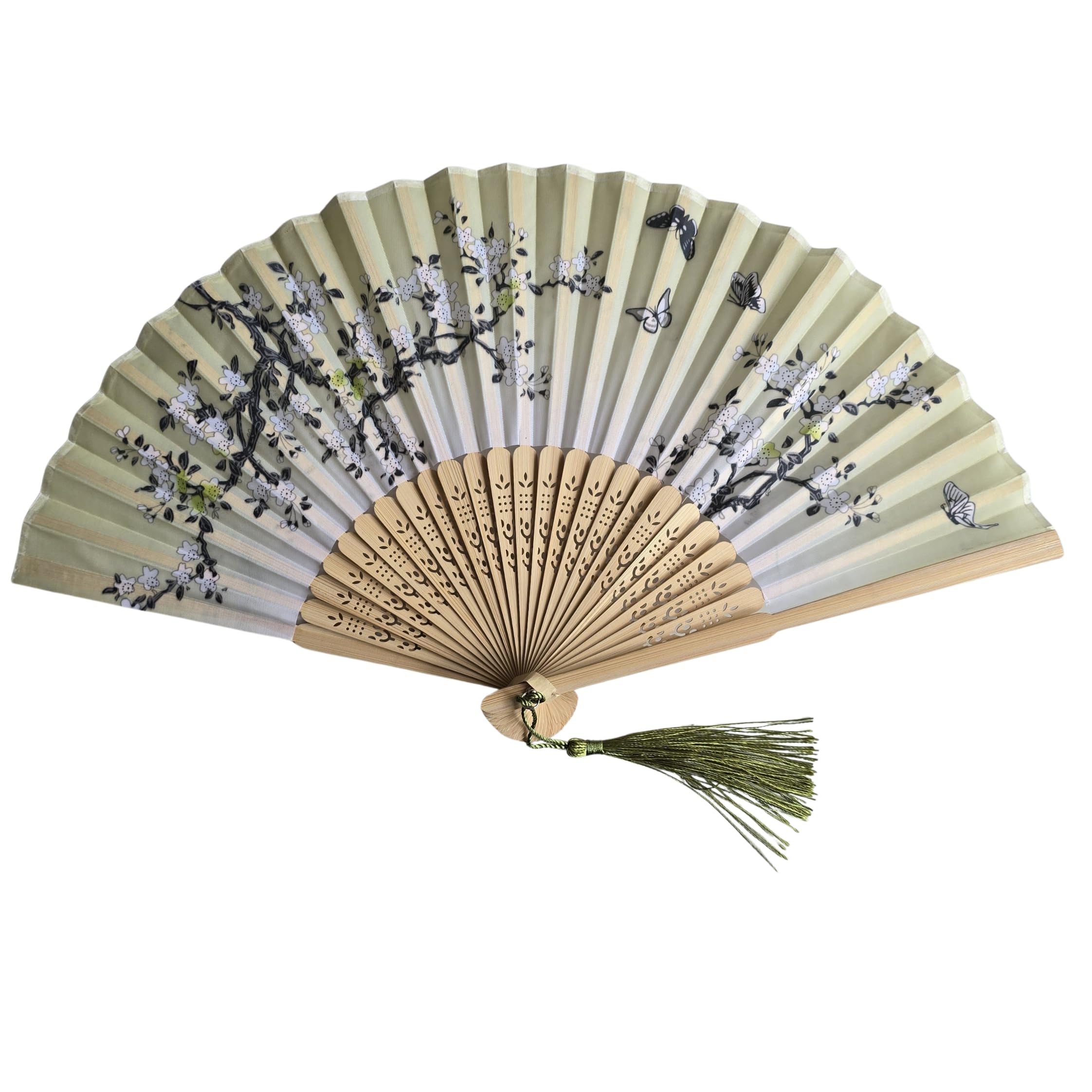 GFM® Bamboo Silk Handheld Folding Hand Fan for Summer, Wedding, Party Favour (FLSLK-CH-59) — image 1