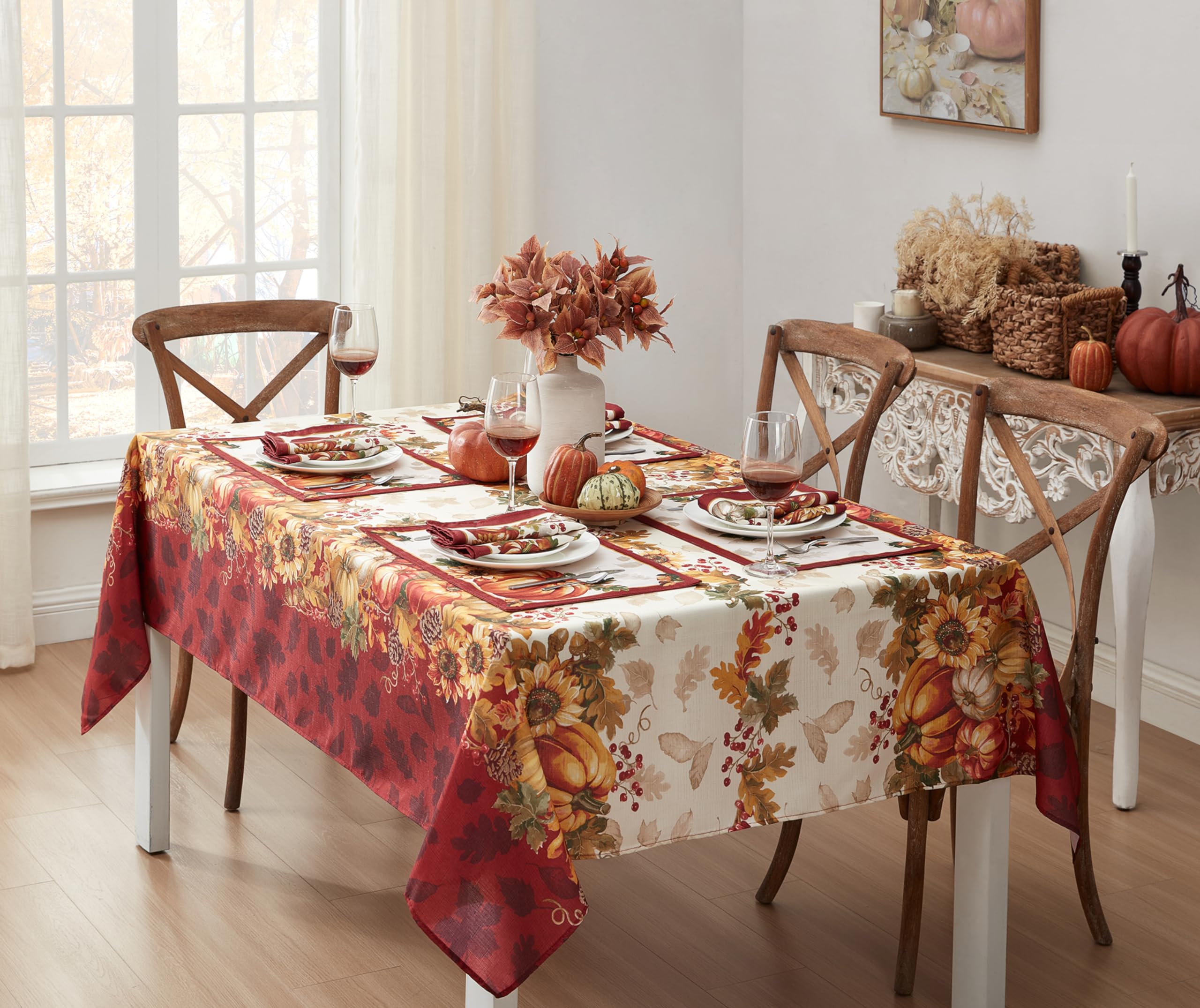 Nappe de table automne Newbridge de qualité supérieure avec bordures tissées élégantes