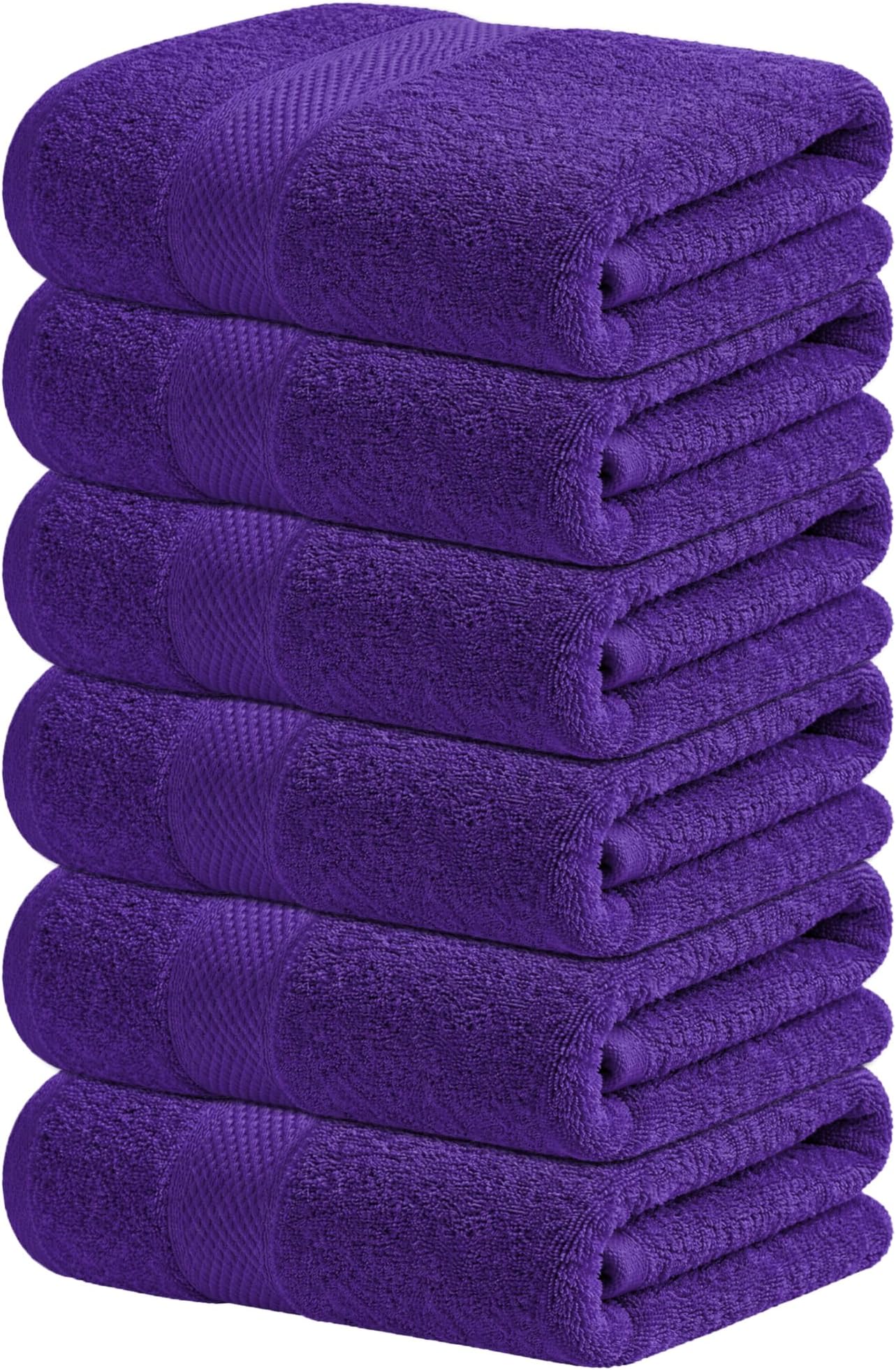Infinitee Xclusives Premium Purple Hand Towels - Pack of 6, 40cm x 70cm Bathroom Hand Towel Set, Hotel & Spa Quality Hand Terry Towels for Bathroom, Highly Absorbent and Super Soft Bathroom Towels