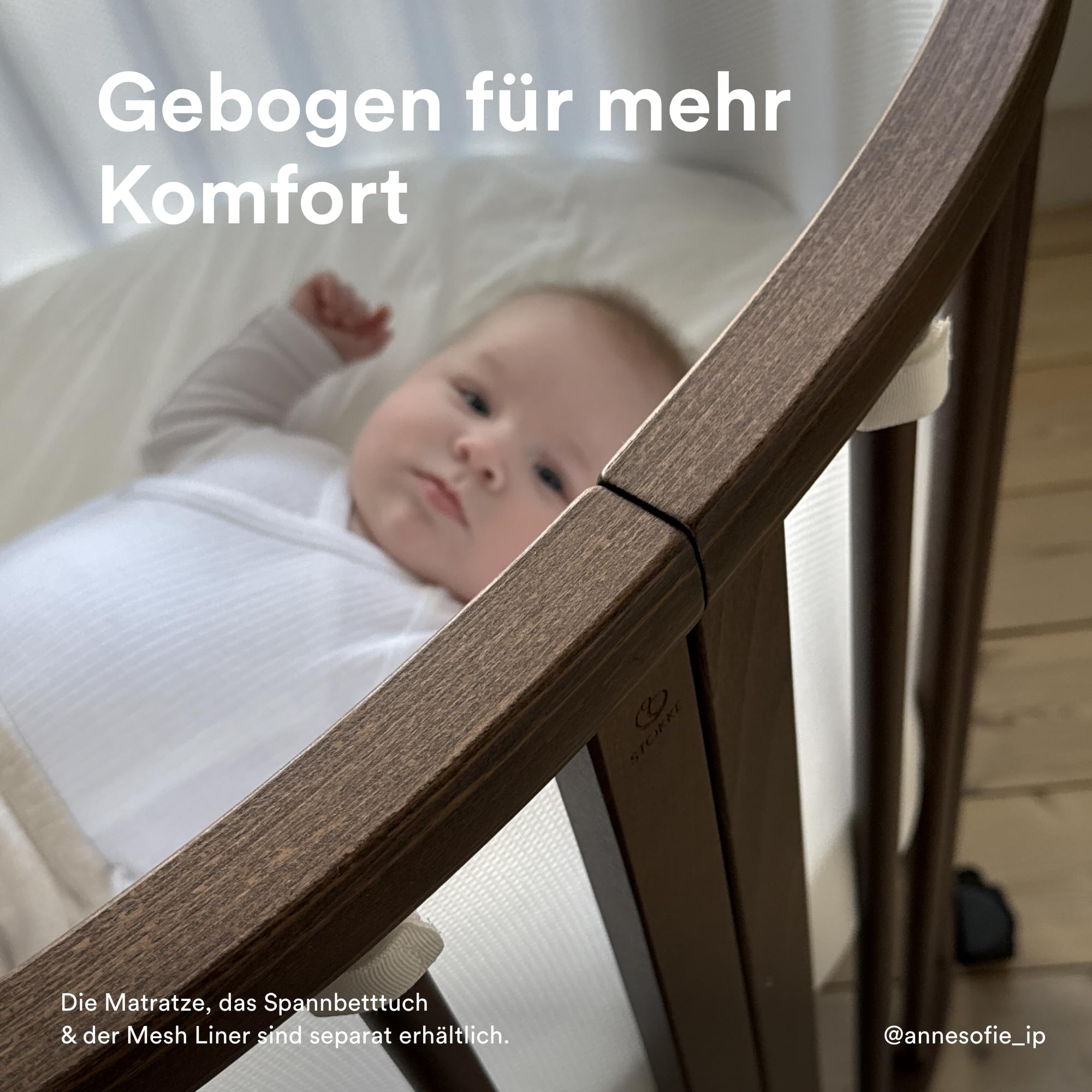 Stokke Sleepi Bett V3, Warm Brown – für 0-5-Jährige geeignet – verstellbar, stylish & flexibel – Stabiler Rahmen aus Buchenholz