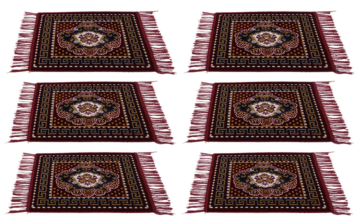 Kuber Industries Velvet 6 Pieces Pooja Mat Aasan 19"x19" (Maroon) -CTLTC11368