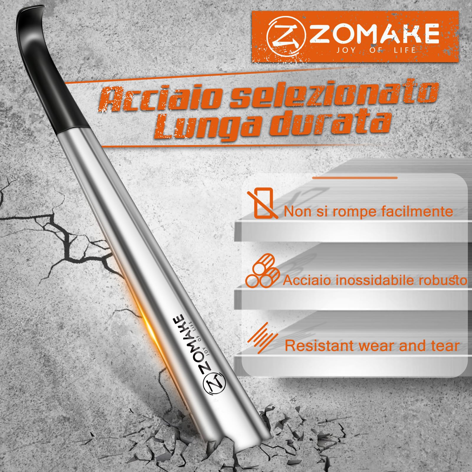 ZOMAKE Calzascarpe Lungo, Calza Scarpe Metallo 42cm, Calzante per Scarpe Acciaio Inossidabile, Shoe Horn per Uomini Donne Anziani