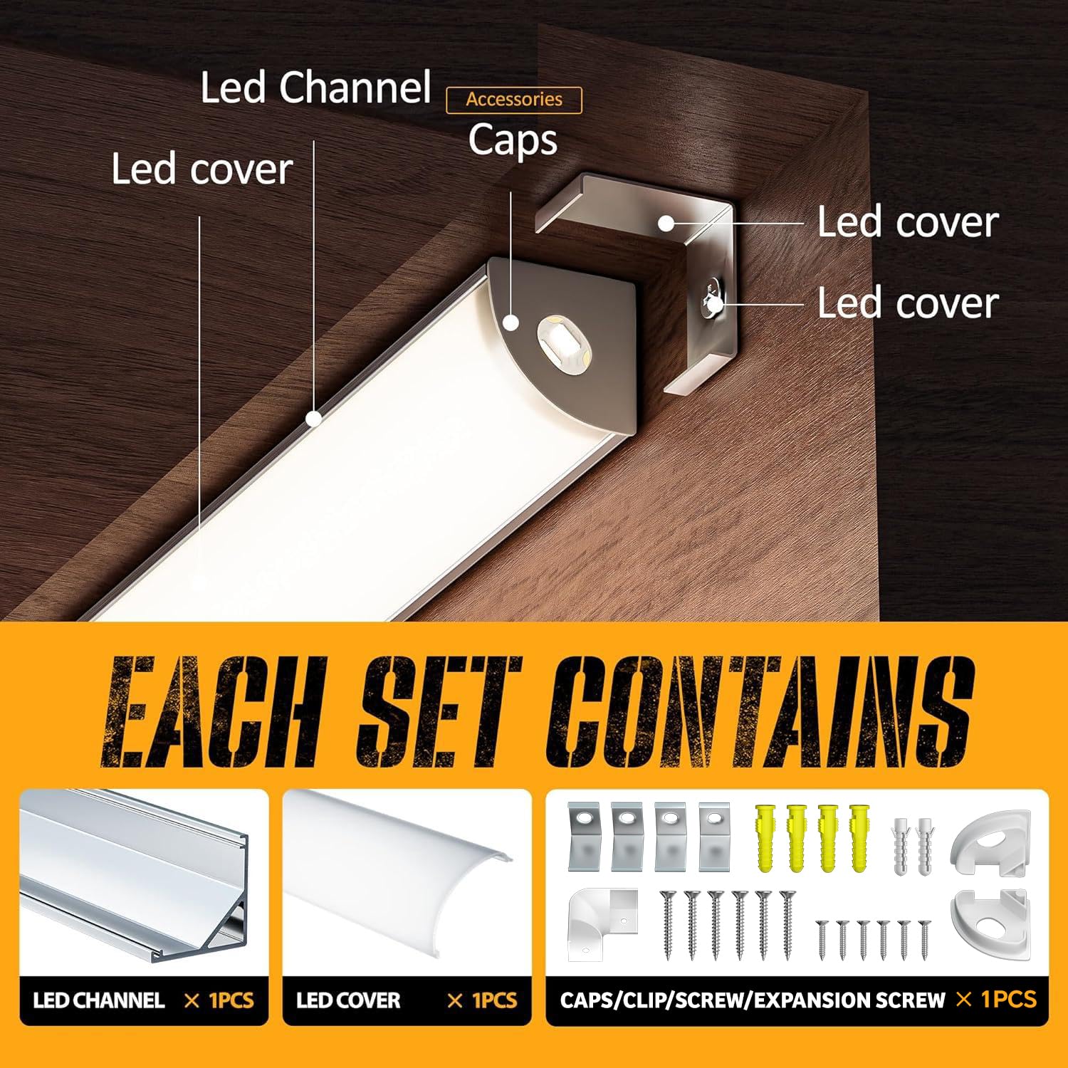 Eckprofil 45 Grad V Form 2m 10 Stück, LED Profil aus eloxiertem Aluminium mit Schiene und Diffusor, für Streifen bis 10mm, Eckbeleuchtung (SL09, 2M 10Stück)