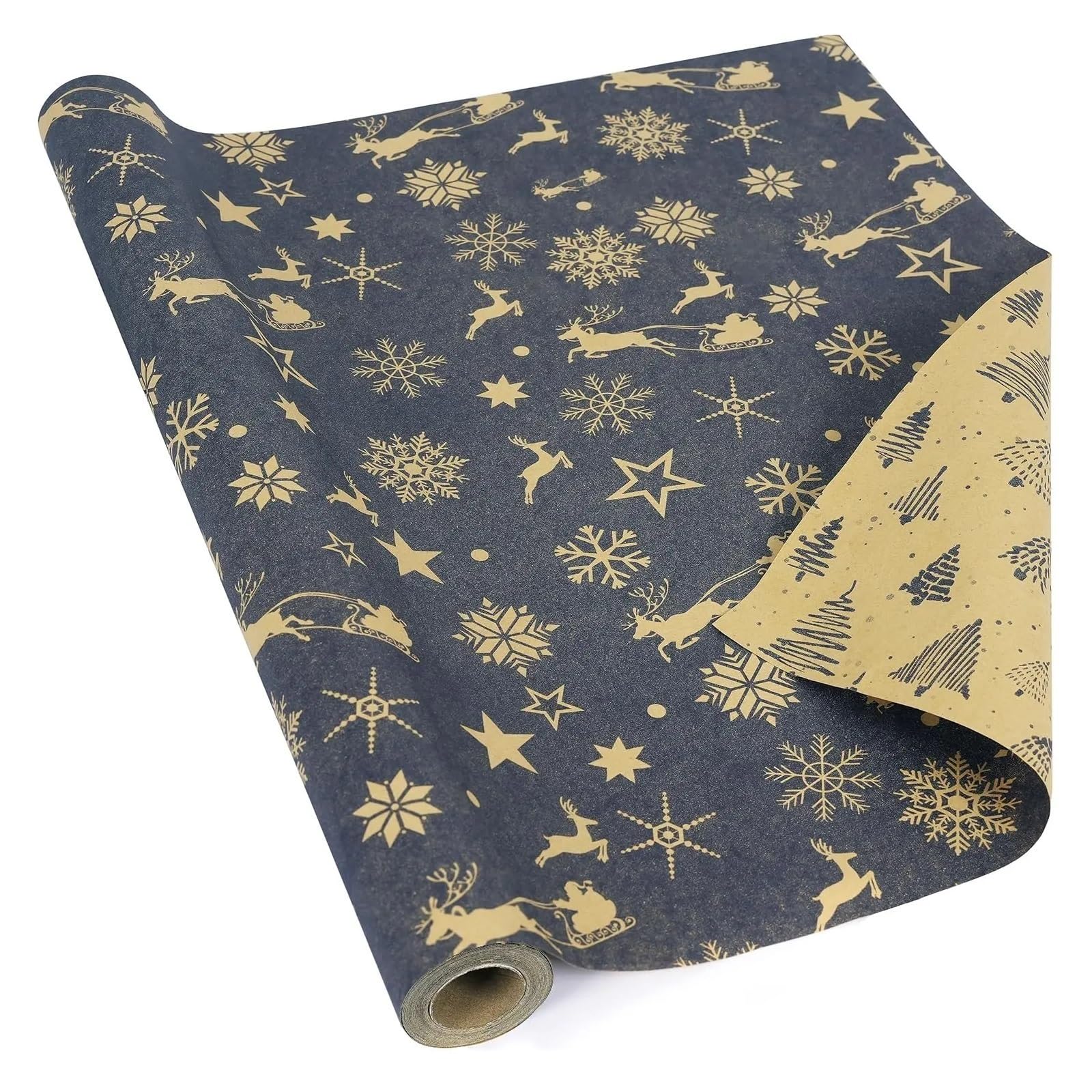 Geschenkpapier 1 Rolle Weihnachtspapier, braunes Kraftpapier, 17 Zoll x 33 Fuß