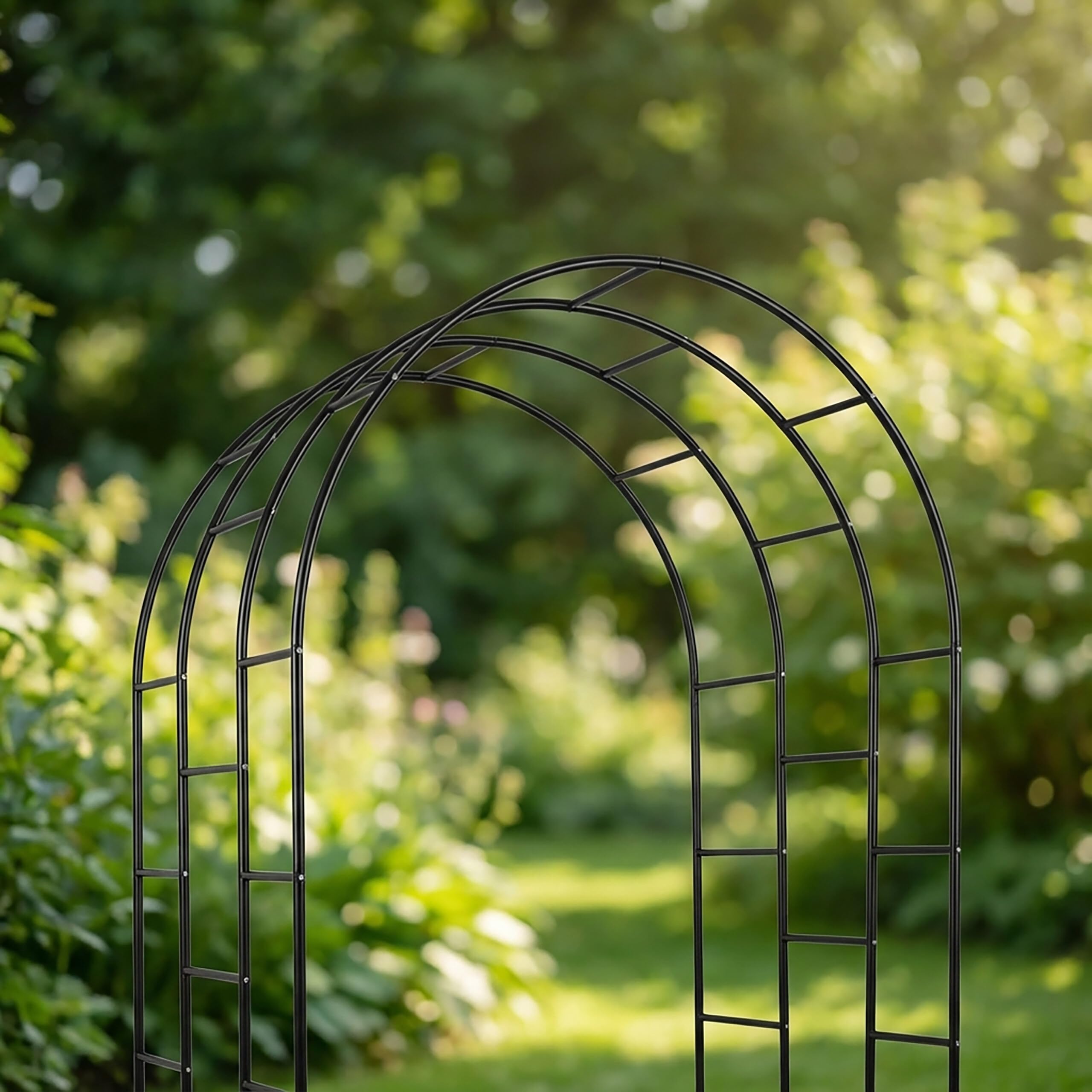Relaxdays Arche à rosiers, métal, 240 x 140 x 110 cm, XXL Profonde, Jardin, Plantes grimpantes, Noire