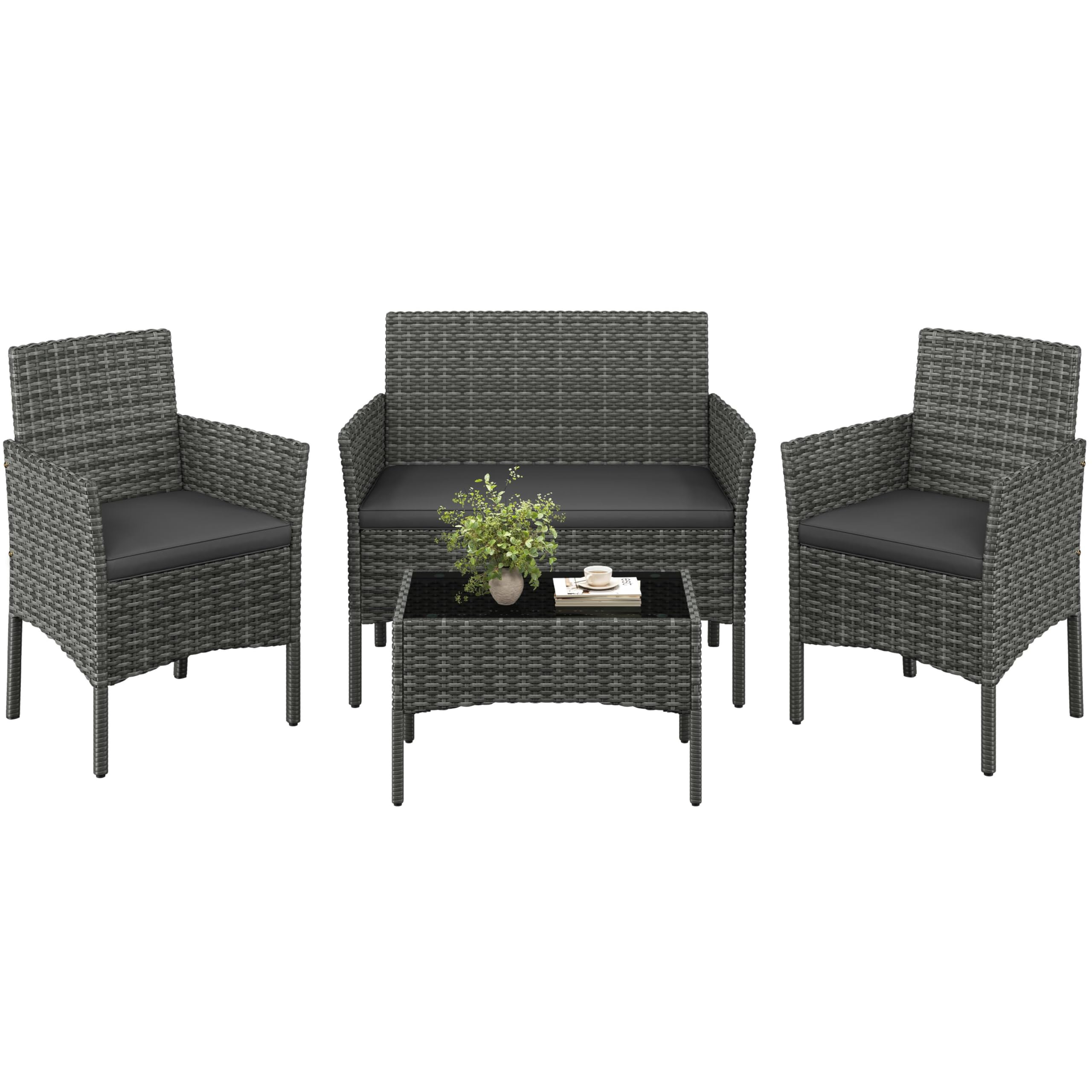 Yaheetech 4-Piece Rattan Patio Furniture Set