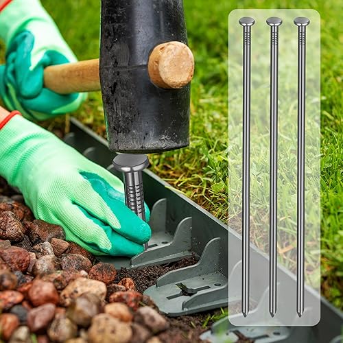 Miniatura 4 de Nuenen 100 estacas de metal resistentes de 12 pulgadas para anclaje de paisaje, picos de borde de jardín para estacas de césped artificial, bordes