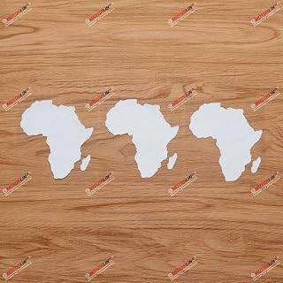 Africa African Continent Map Outline Vinyl Decal Sticker - 3 Pack White, 4 Inches - No Background for Car Boat Laptop Cup
