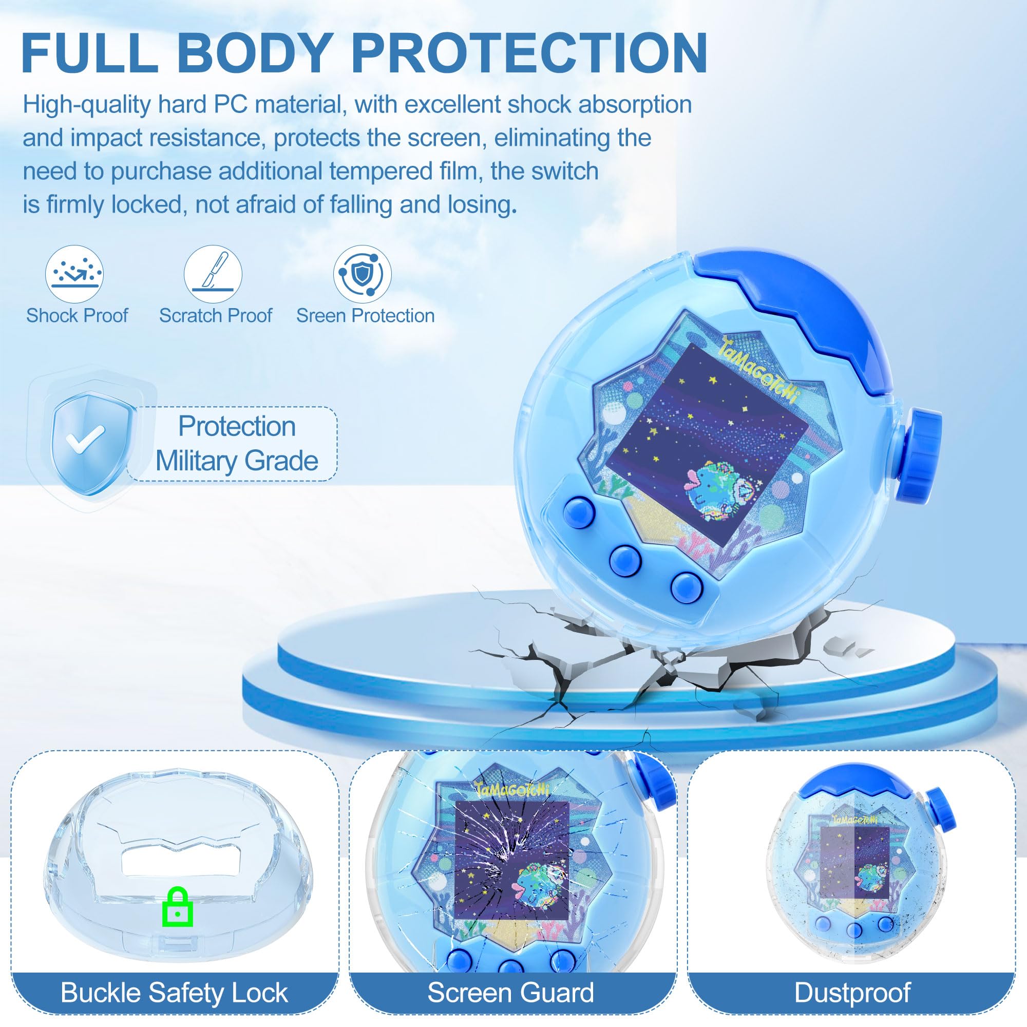 SGHLDE pour Tamagotchi - Étui transparent Paradise avec cordon, protection du corps et de l'écran pour accessoires Tamagotchi Paradise, boîte de présentation dure transparente idéale pour les fans et