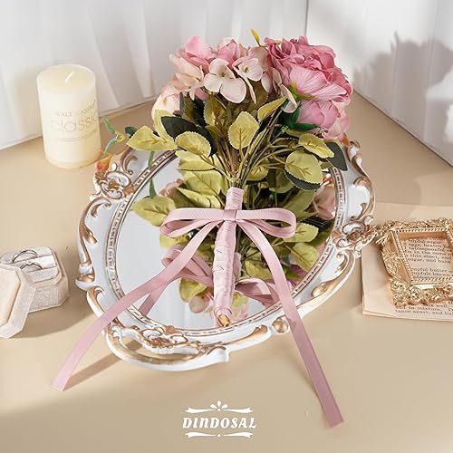 Miniatura 5 de Cinta de grogrén de rosa polvorienta de 38 pulgadas a granel, rollo de 100 yardas de cinta fina rosa polvorienta para manualidades, cinta rosa