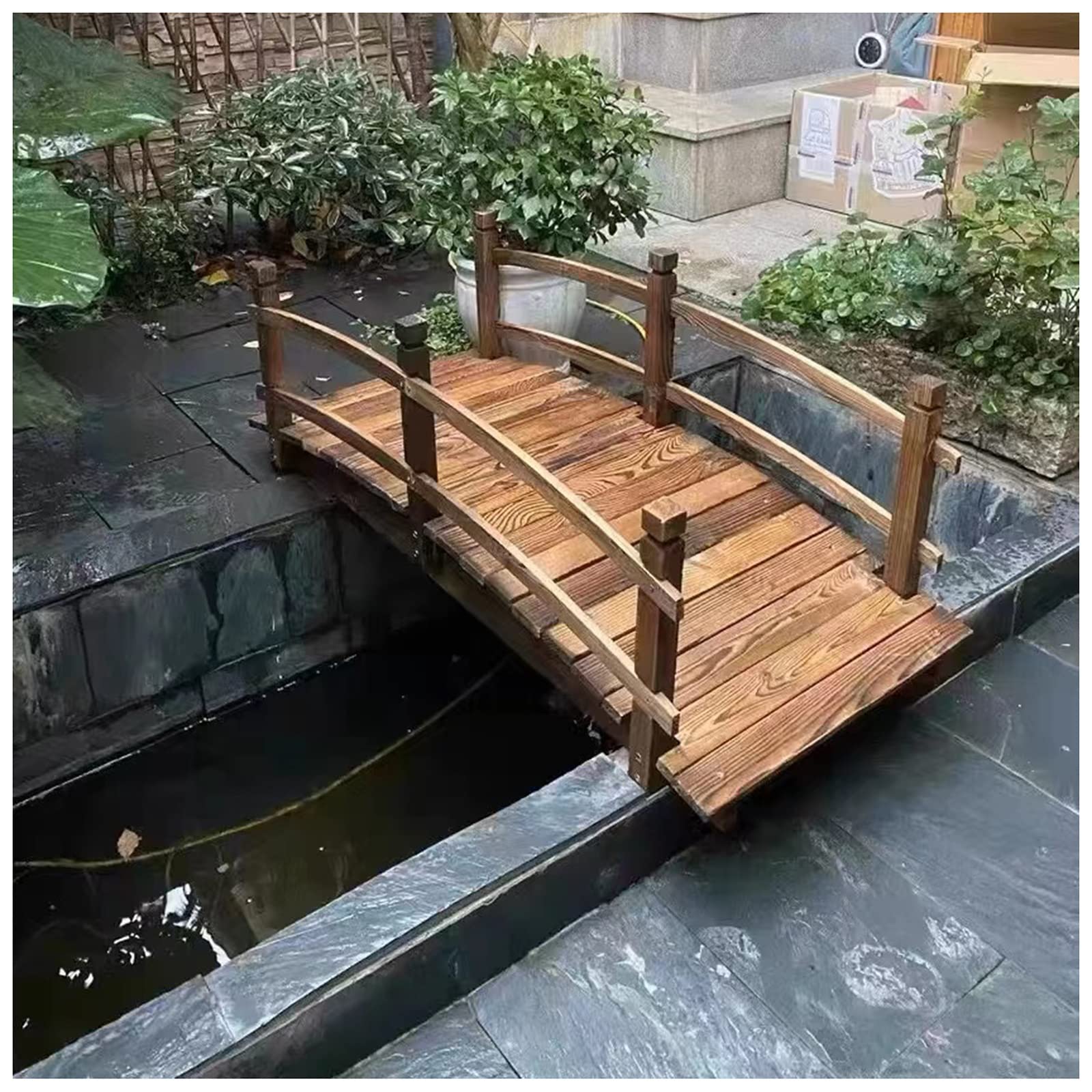 Amazon.com : Katzowen Wooden Garden Bridge Watering Canal Wooden