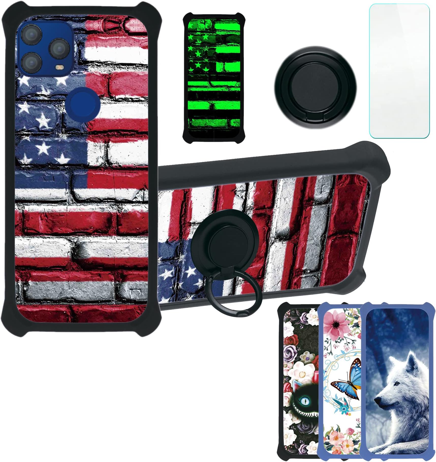 Case for PCD P63L Bengal Case Compatible with PCD P63L Phone Case Cover [with Tempered Glass Screen Protector][PC + TPU 2 in 1][Ring Support] [Luminous Effect] YGH-GQ