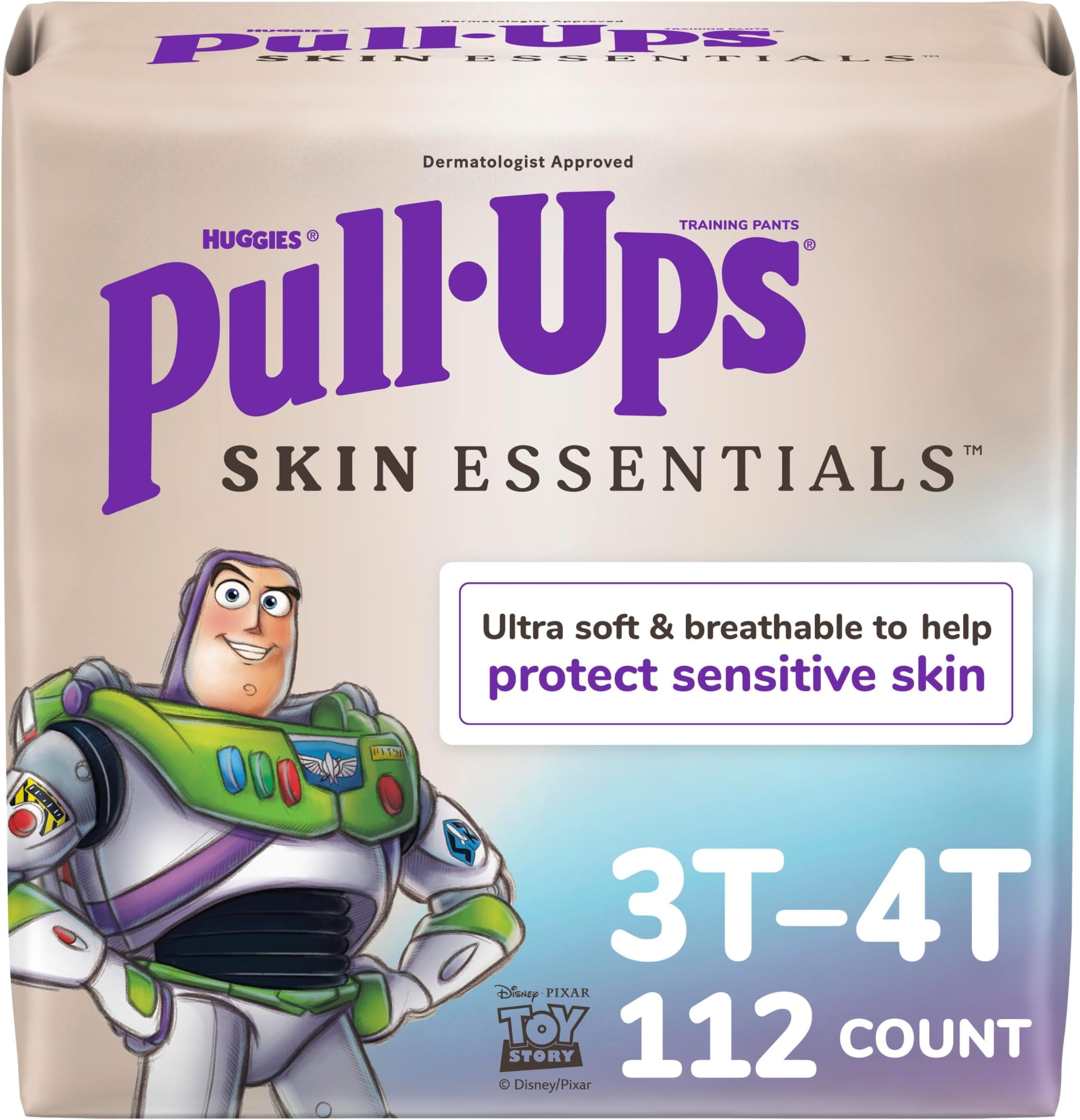 Pull-Ups Boys' Skin Essentials Potty Training Pants, Training Underwear, 3T-4T (32-40 lbs), 112 Ct (4 Packs of 28)