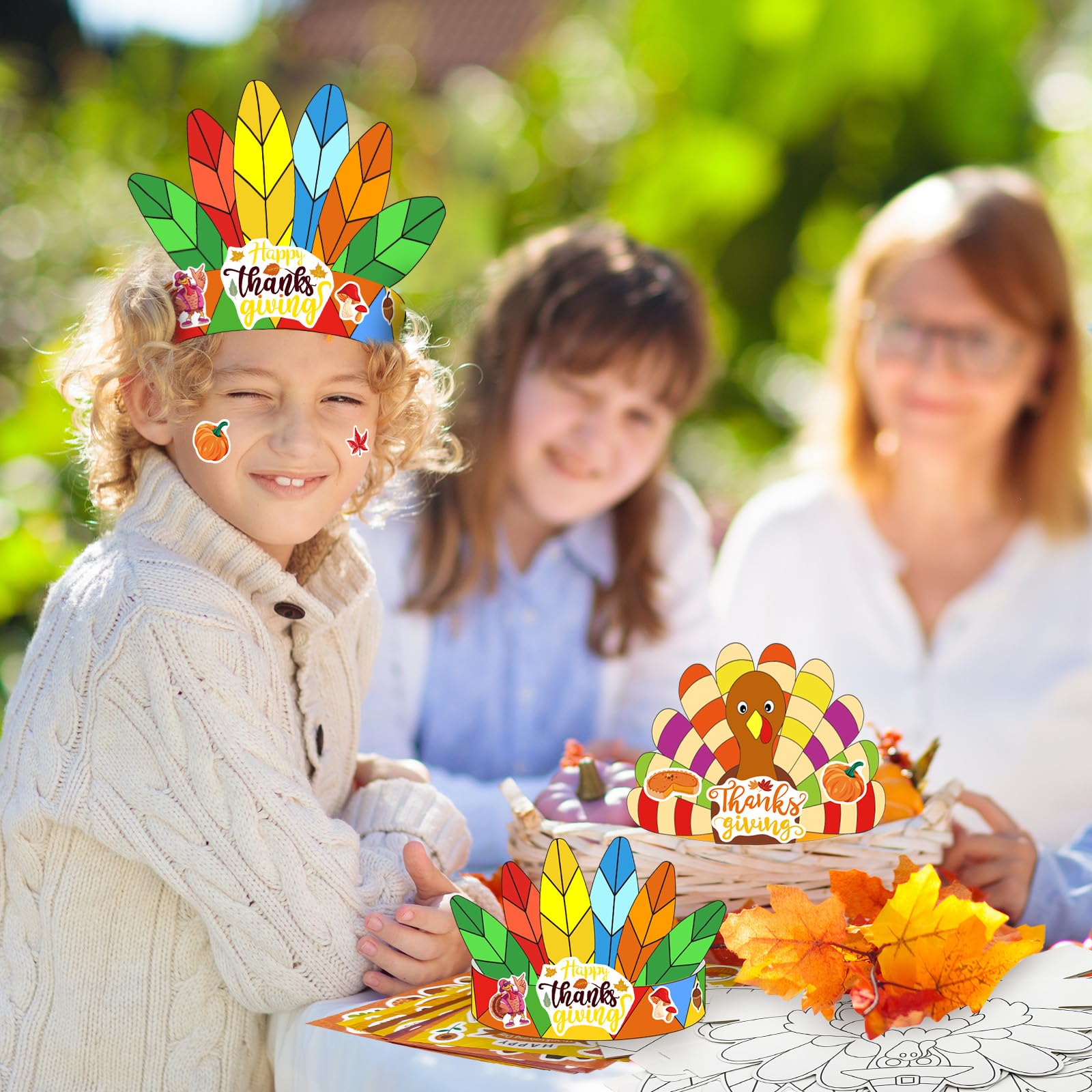 24 Sets Thanksgiving Turkey Craft Kits - DIY Fall Classroom Activities With Plates & Paper Cutouts For Kids