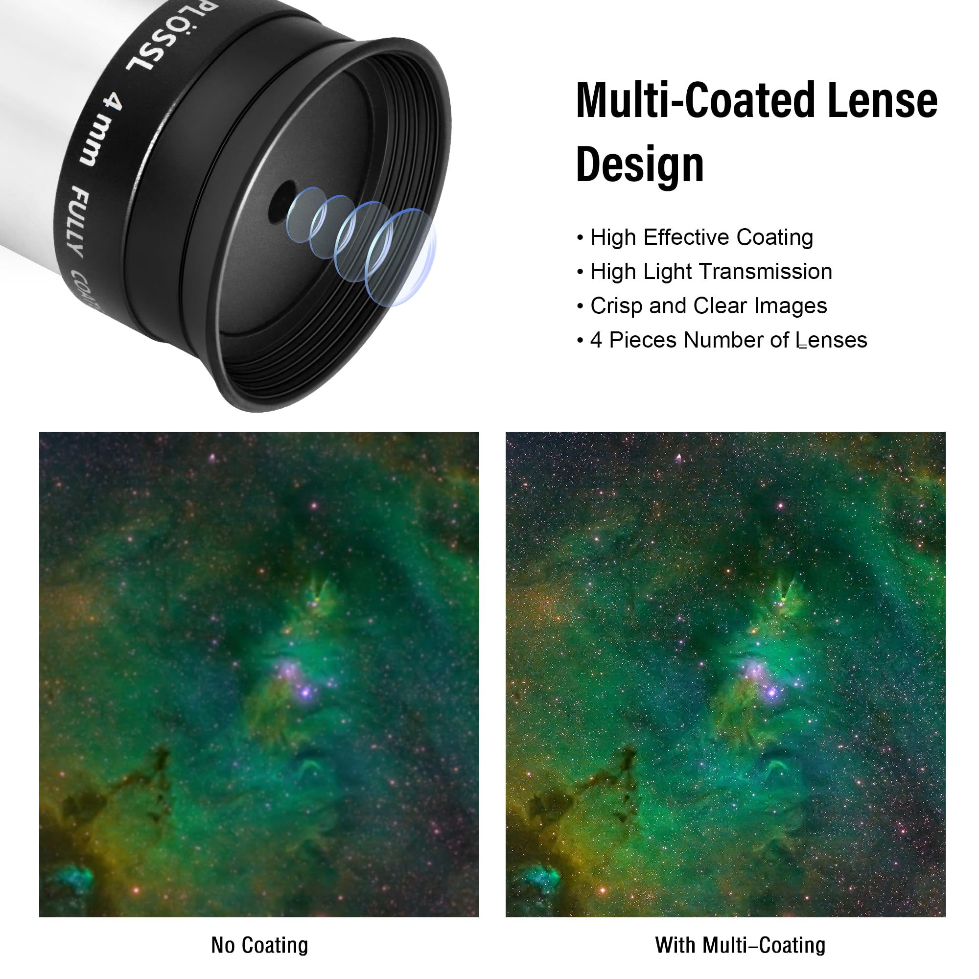 Skyoptikst 1,25 inch Plossl 40 mm oculair voor astronomische telescoop