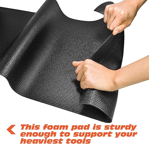 Miniatura 9 de Revestimiento de caja de herramientas de grado profesional de espuma de 16 pies x 16 pulgadas, forro negro para cajón, tapete antideslizante, caja