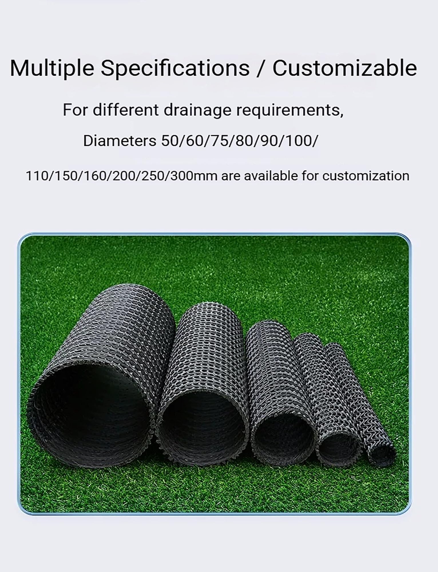 Tubo di scarico perforato ondulato per drenaggio francese, cortile, prato, giardino, giardinaggio, drenaggio sotterraneo, confezione da 4