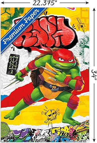 Miniatura 3 de Trends International Teenage Mutant Ninja Turtles Mutant Mayhem - Póster de pared de Rafael, 22.375 x 34 pulgadas, paquete de póster premium y pin