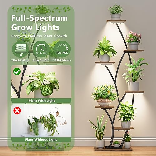 Miniatura 3 de Soporte para plantas de interior con luces de crecimiento, estante alto iluminado para plantas de interior, 61 pulgadas, 7 niveles grandes para