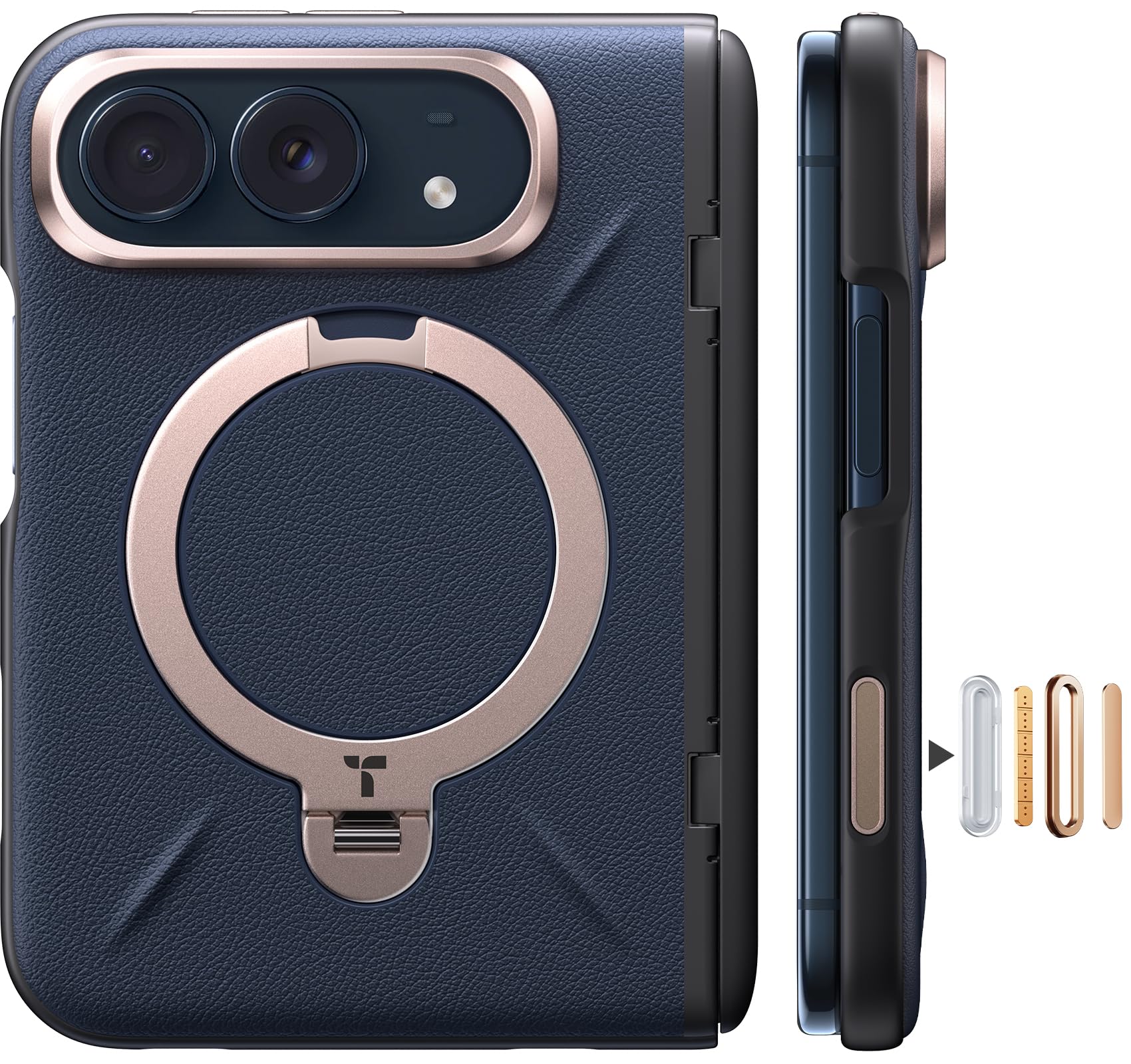 Q3 VegSkin for iPhone Duo Case Leather, 360 Magnetic Stand Night Sky
