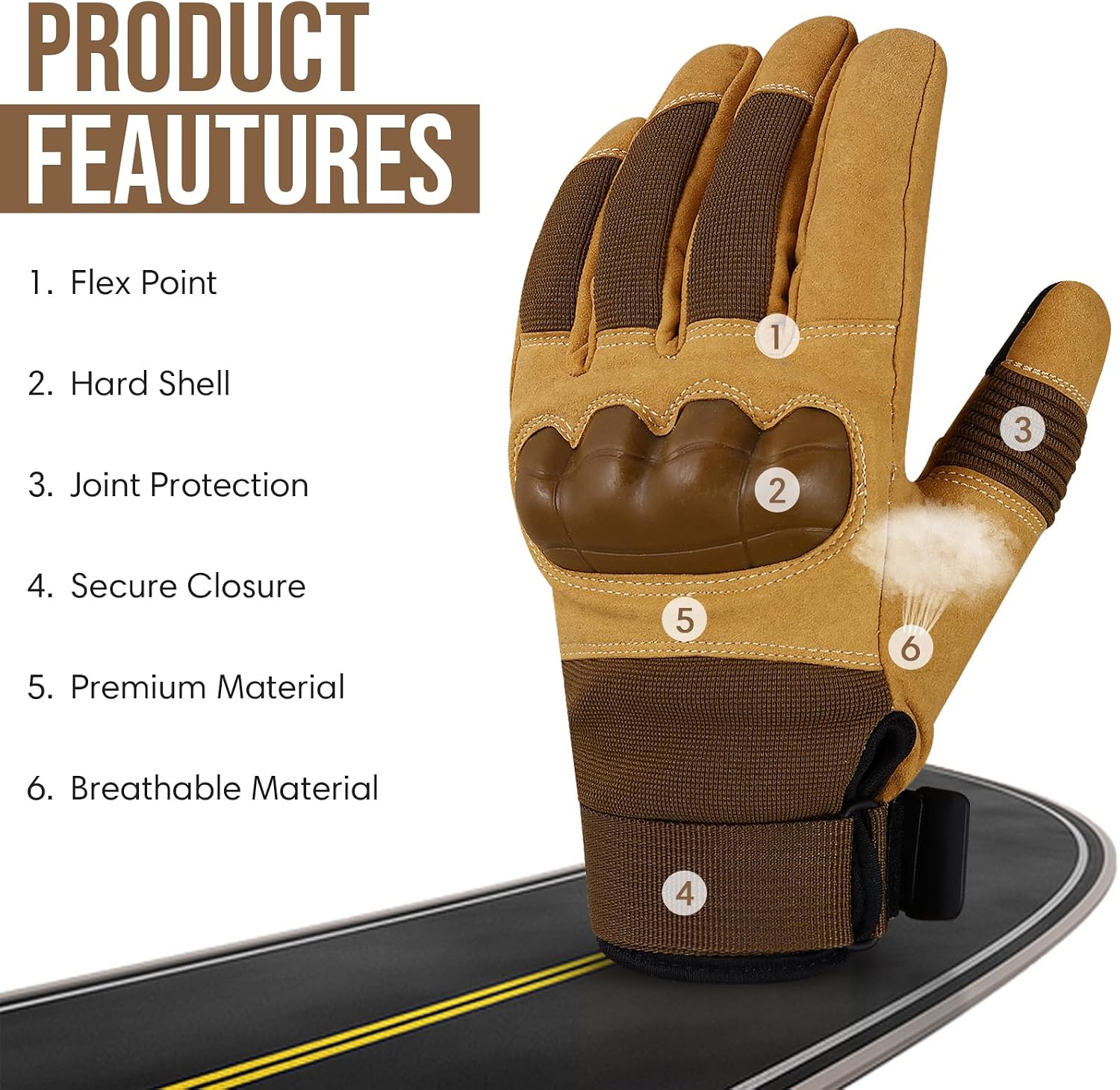 WFX Premium Winter Motorcycle Gloves Windproof Full Finger Touch Screen Protective Motorcycle Gloves for ATV Driving Road Racing Motocross Cycling Hunting Climbing BMX MTB Outdoor Sports image 2