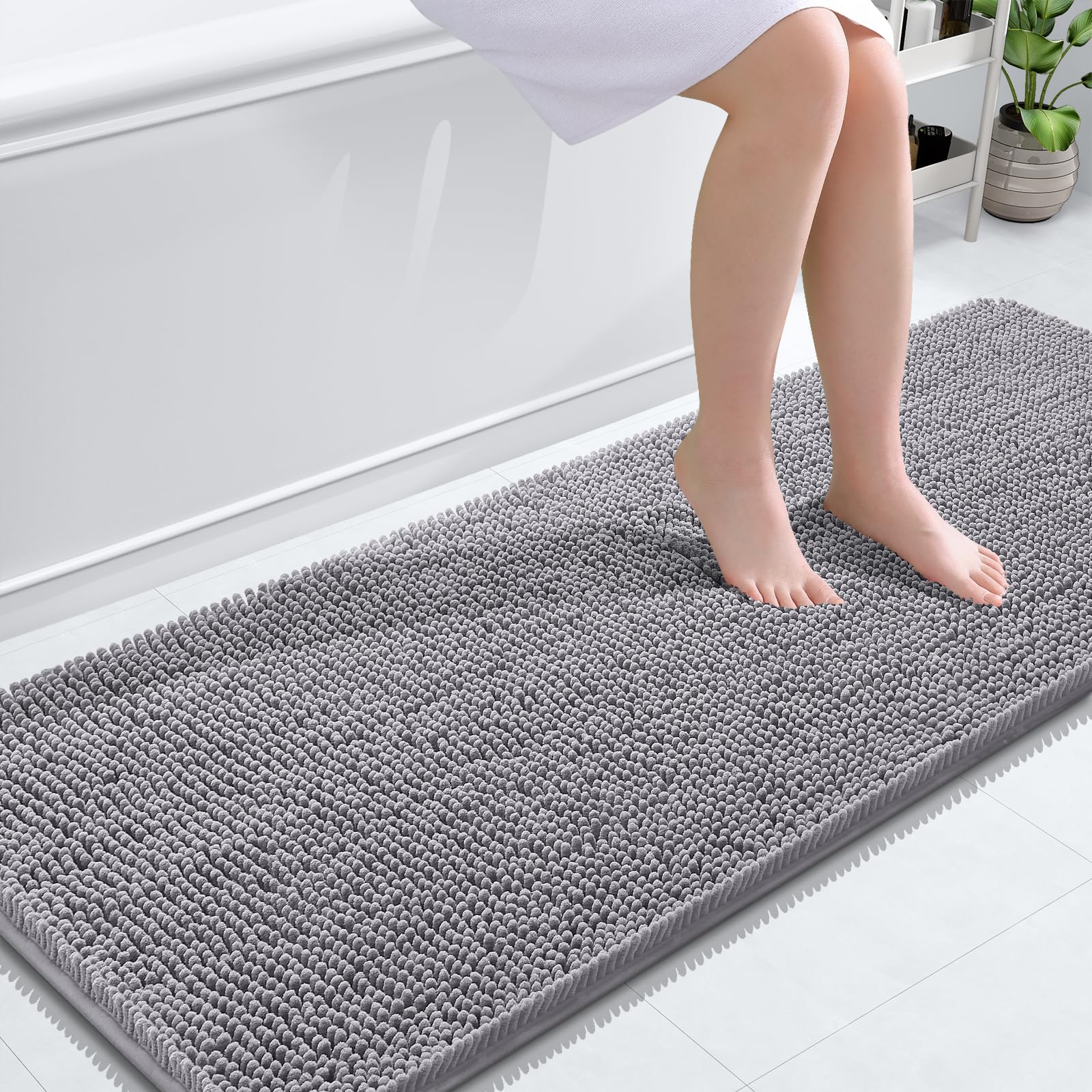 OLANLY Bathroom Rugs 59x24, Extra Soft Absorbent Chenille Bath Rugs