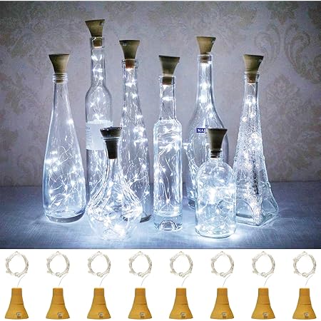 KZOBYD 8 Pack Solar Powered Wine Bottle Lights 20 LED Waterproof Bottle