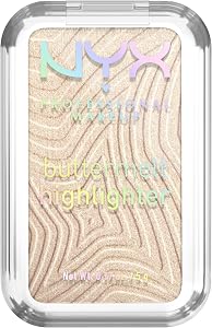 NYX Professional Makeup Buttermelt Highlighter, Powder Highlighter, 12 Hour Outfit, Soft and Modular Creamy Finish, Fade and Transfer Resistant, Shade: Bright & Butta (Clear Champagne)
