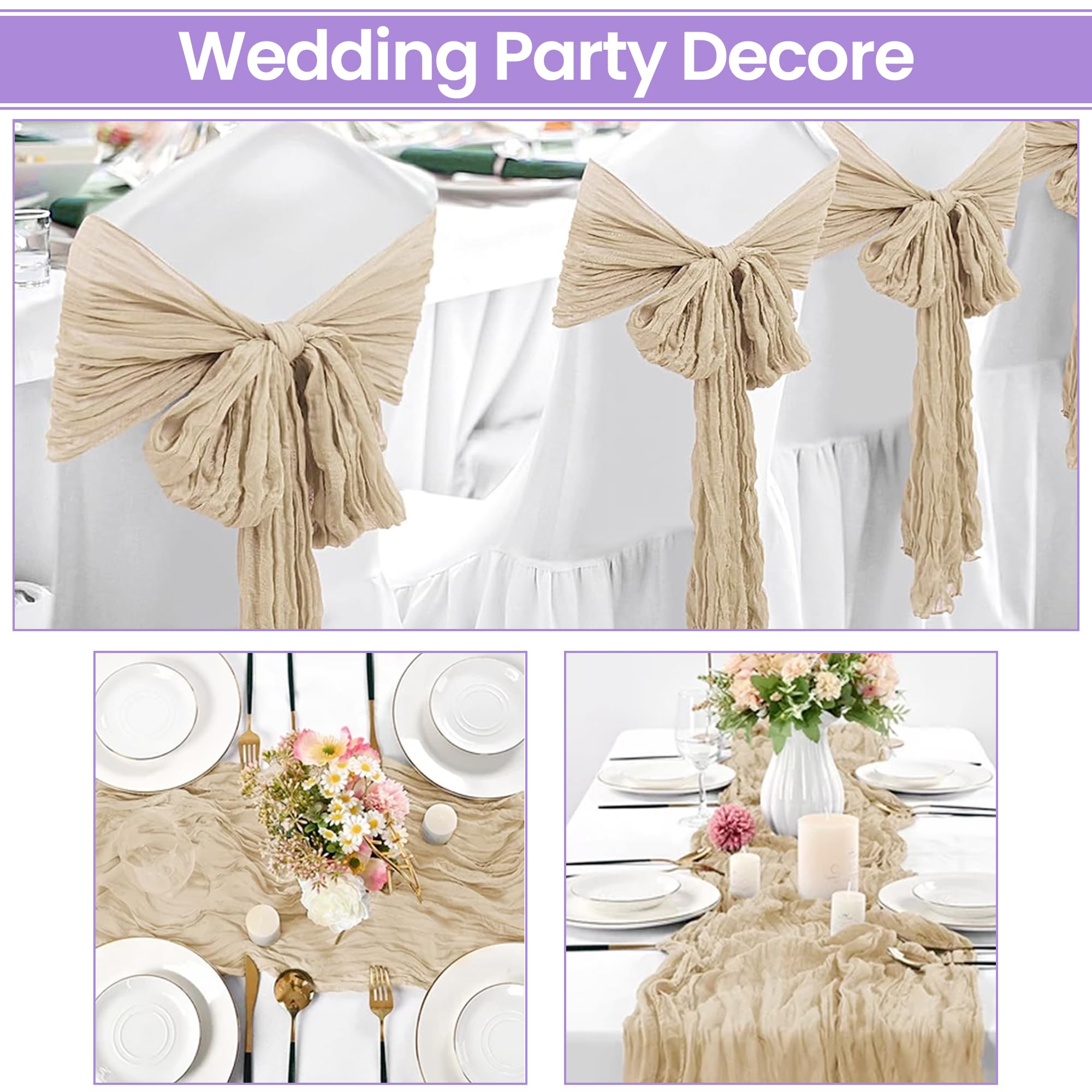 Event Decor Shop Lot de 10 chemins de table en étamine transparente - 90 x 400 cm - Polyester froissé - Pour salle à manger romantique, mariage, banquet, hôtel, restaurant et décoration d'intérieur